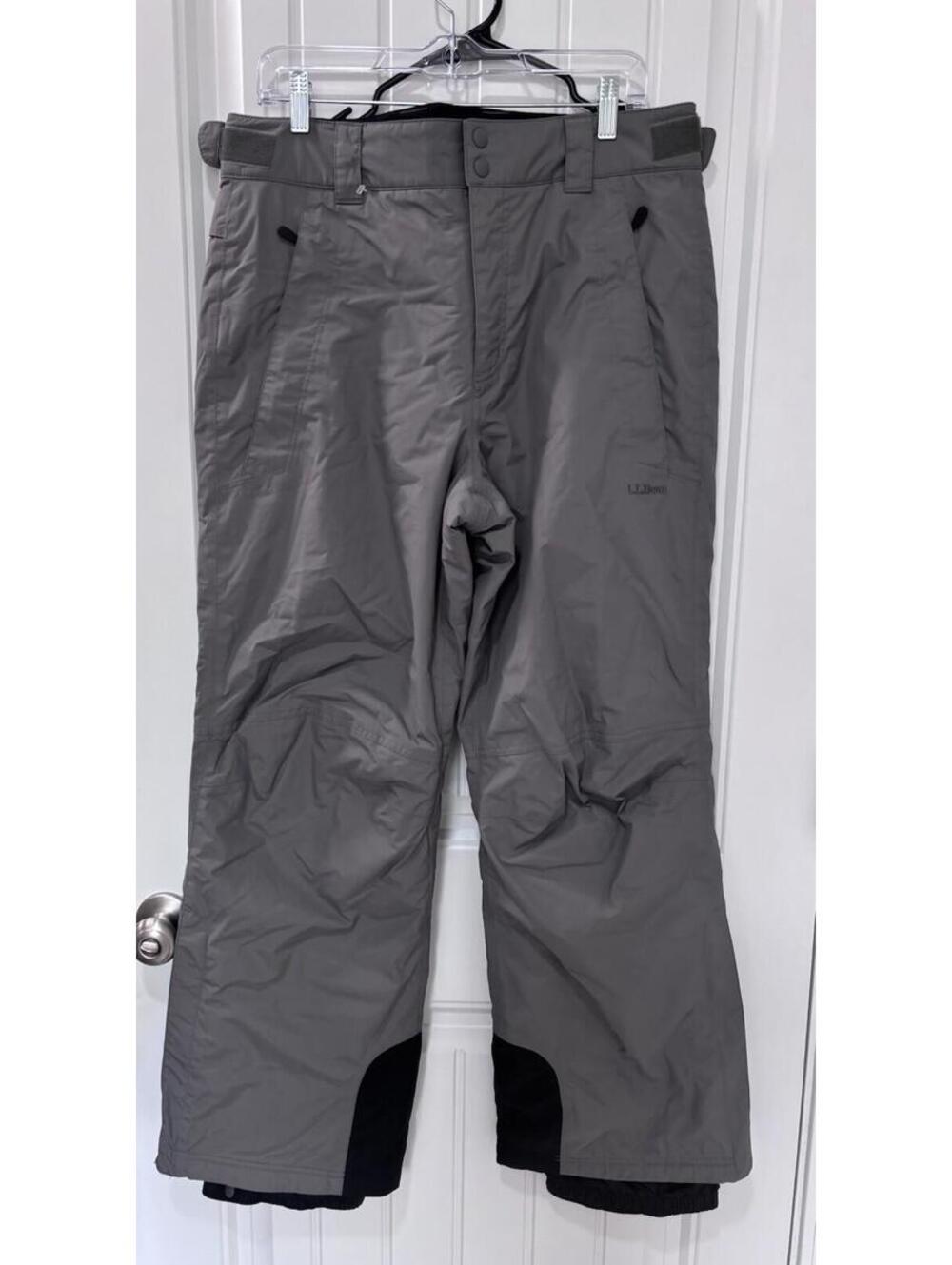 LL BEAN Snow Ski Pants Size Medium Grey Nylon Insulated Lined